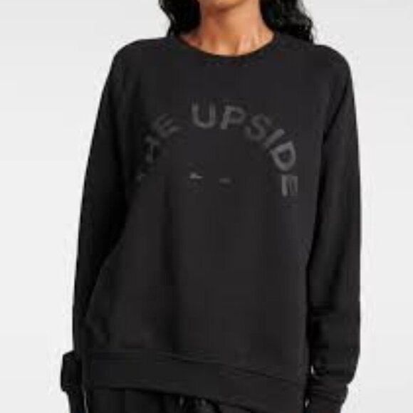 The Upside Newport Sweatshirt Cotton Terry Embroidered Logo Washed Blue Top M/L - Picture 1 of 10